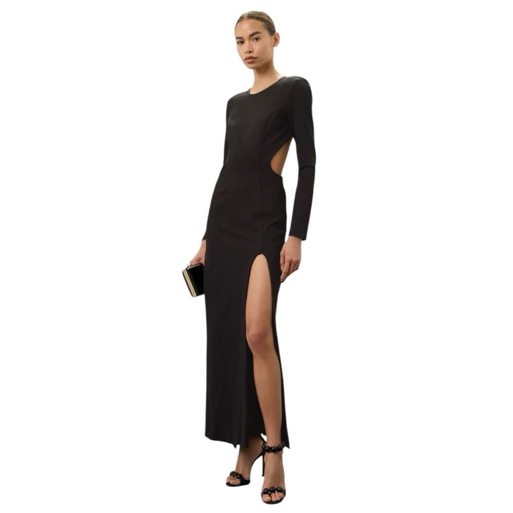Nicholas Zaire Open‎ Back Gown Black Long Sleeve Cutout back Womens 2